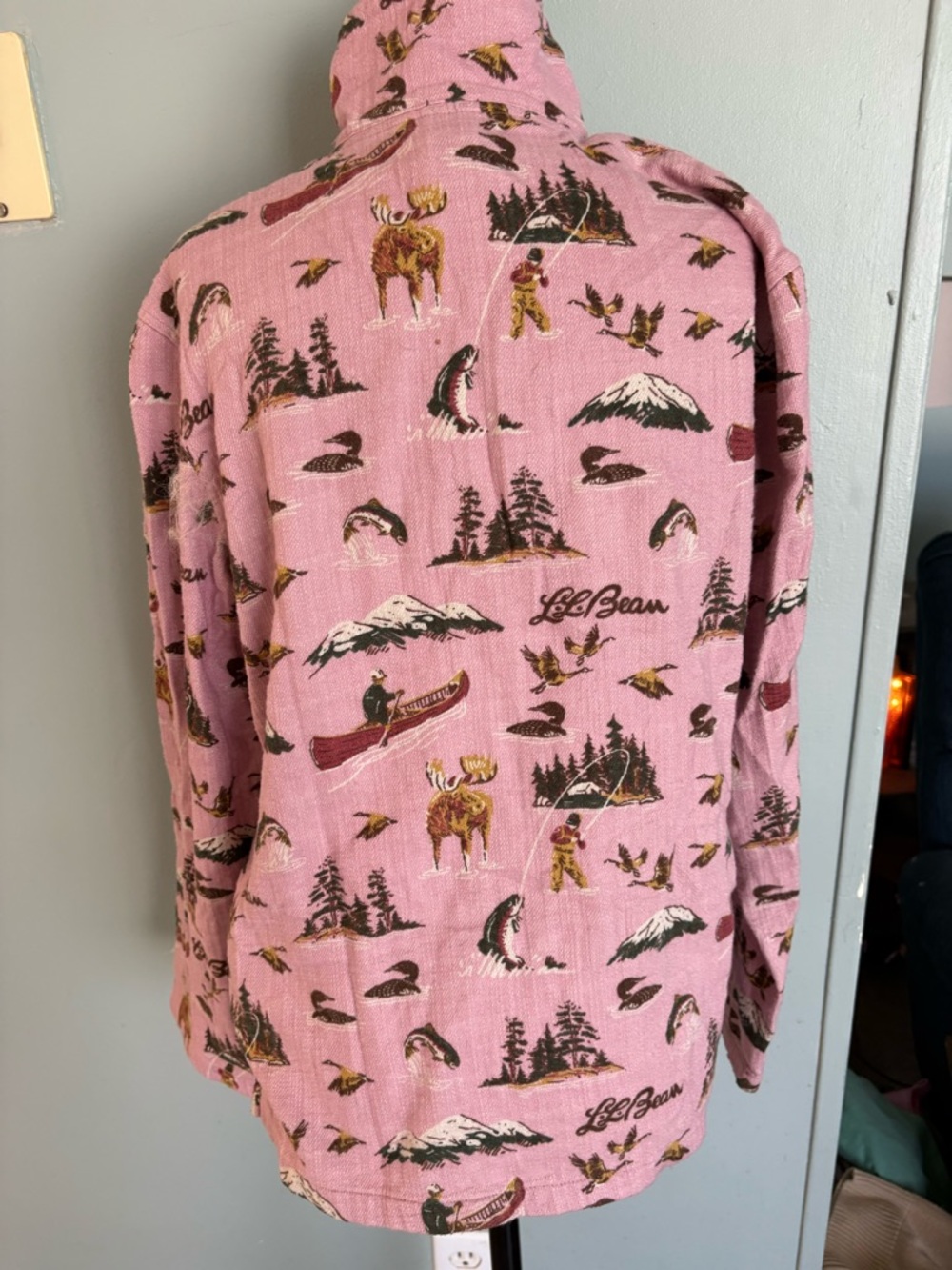 L.L. Bean Pink Nature inspired Print Half-Zip Pullover - Picture 5 of 16